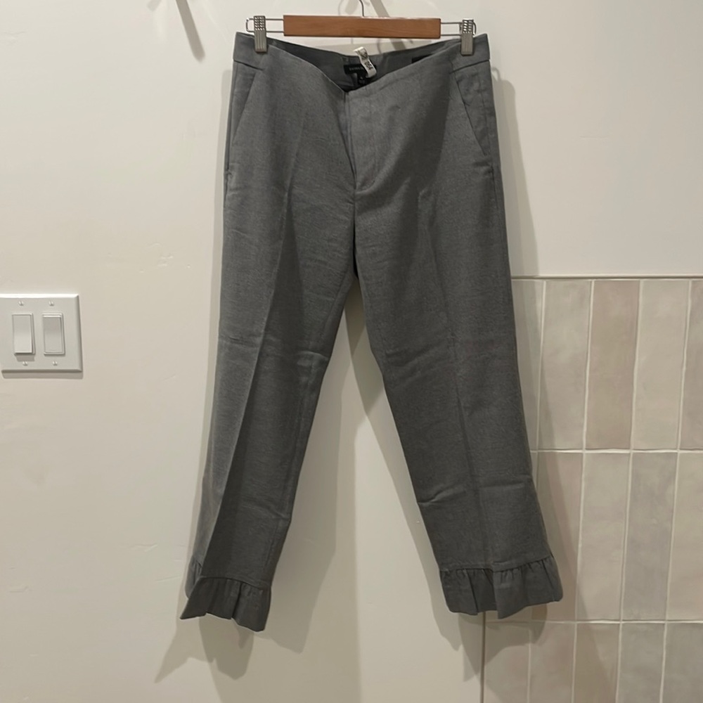 Grey Banana Republic Dress Pants with a Ruffle Hem, Size 6